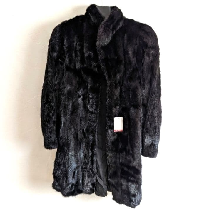 新品 黒 ミンクファー コート ミンクコート 毛皮 リアルファー 11号