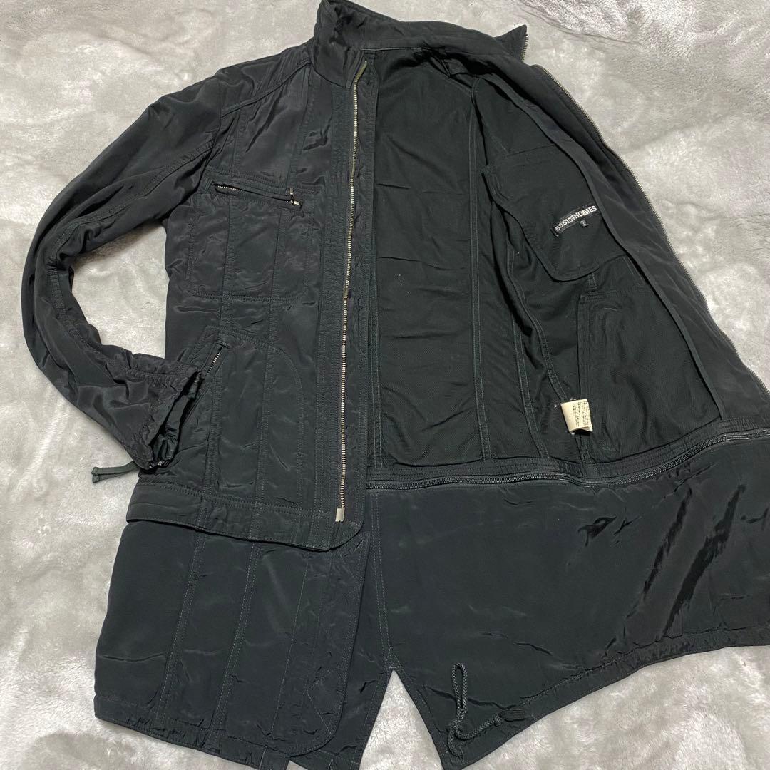 gco4 希少　5351プールオム　短パンツナギ風コート　zip 2 黒