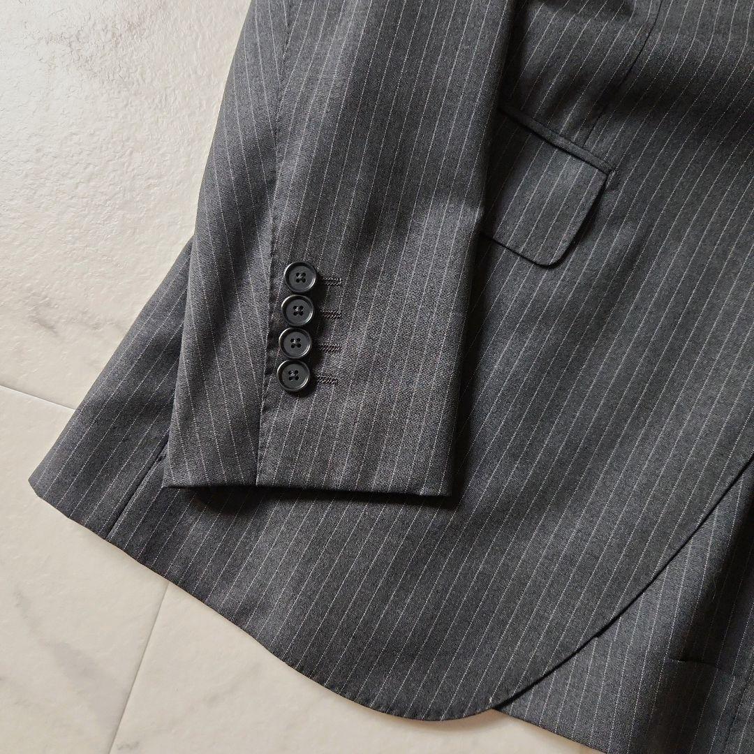 【BEAMS F】極美品✨グレーストライプ スーツ 裾ダブル　S(93)