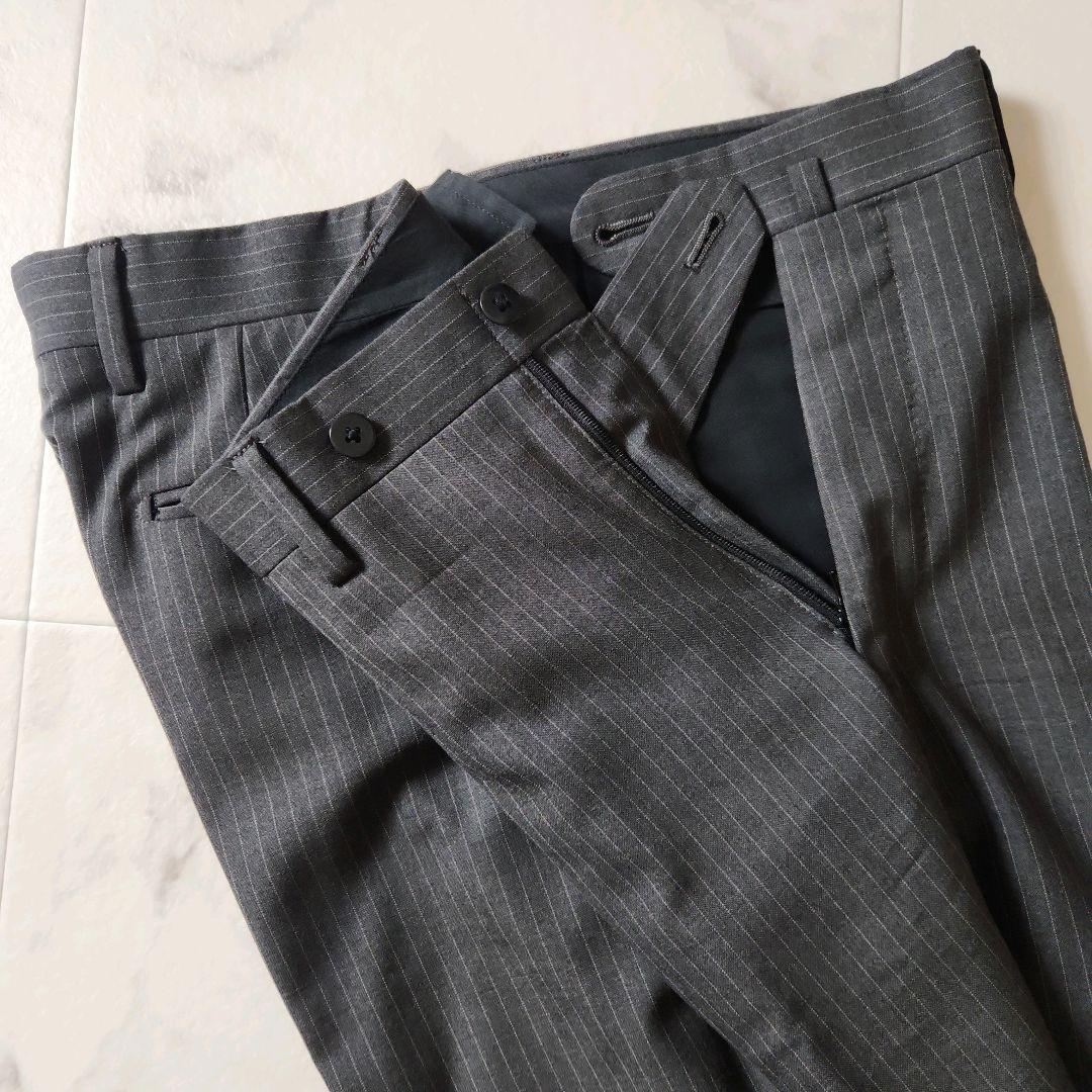 【BEAMS F】極美品✨グレーストライプ スーツ 裾ダブル　S(93)