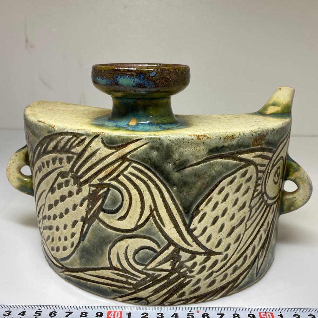 人間国宝　金城次郎　壷屋焼　徳利　最大幅約25㎝　東Y7-0214☆2Fトヒウ