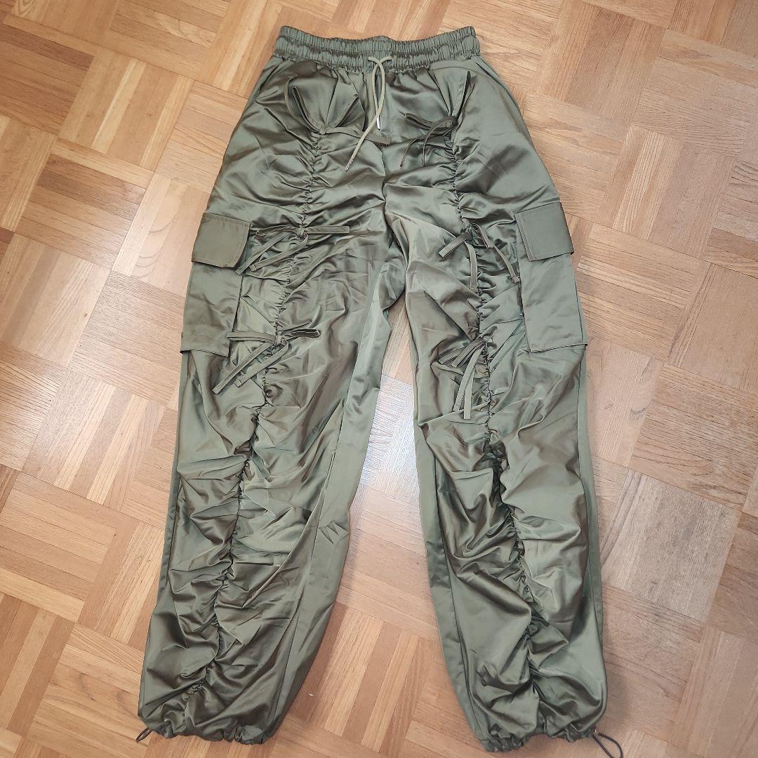 POPPY★GATHER RIBBON CARGO PANTS (KHAKI)