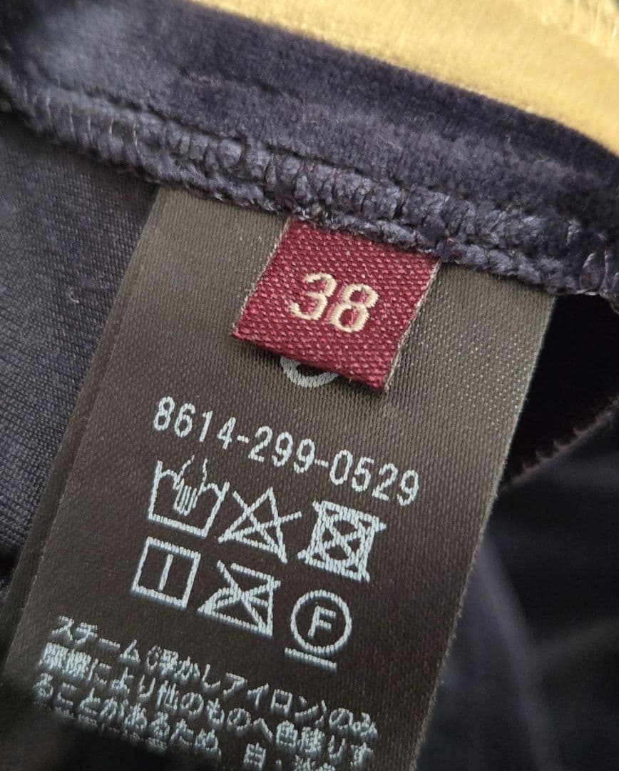 ROKU6　ネイビーにゴールドライン、ベルベット カジュアルパンツ サイズ38