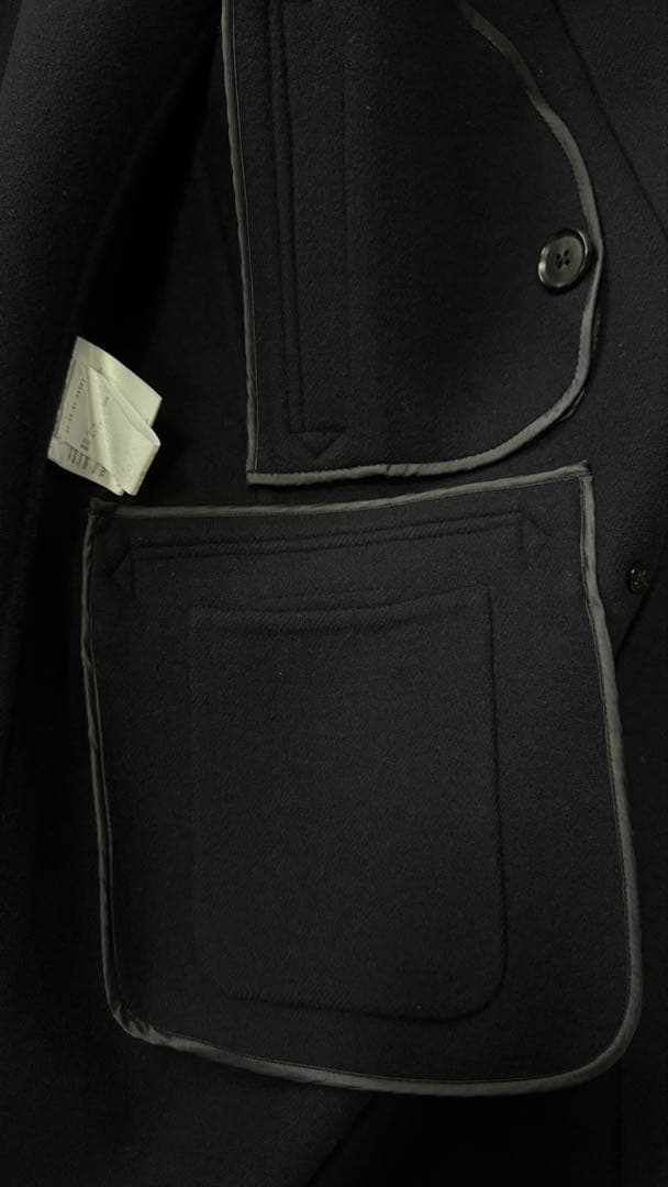 美品　カルーゾ　CARUSO ネイビー ウール ダブルブレスト ピーコート 48