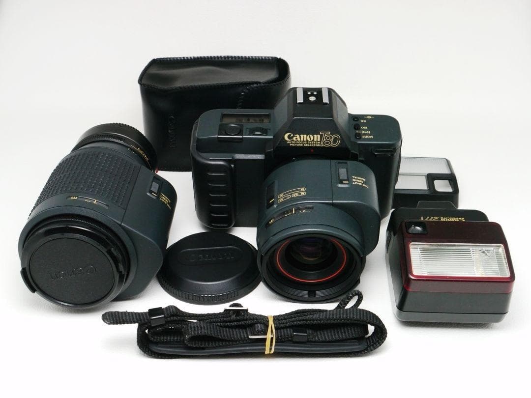 Canon T80 フィルムカメラ 中古美品 レンズ ストロボ付 フルキット