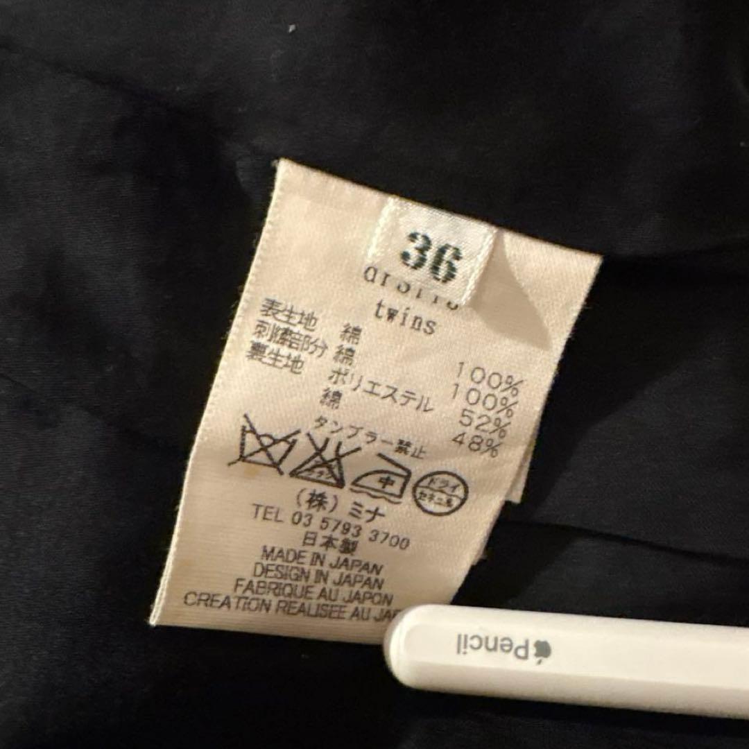 ミナペルホネン　花柄刺繍 半袖ワンピース 黒　twins