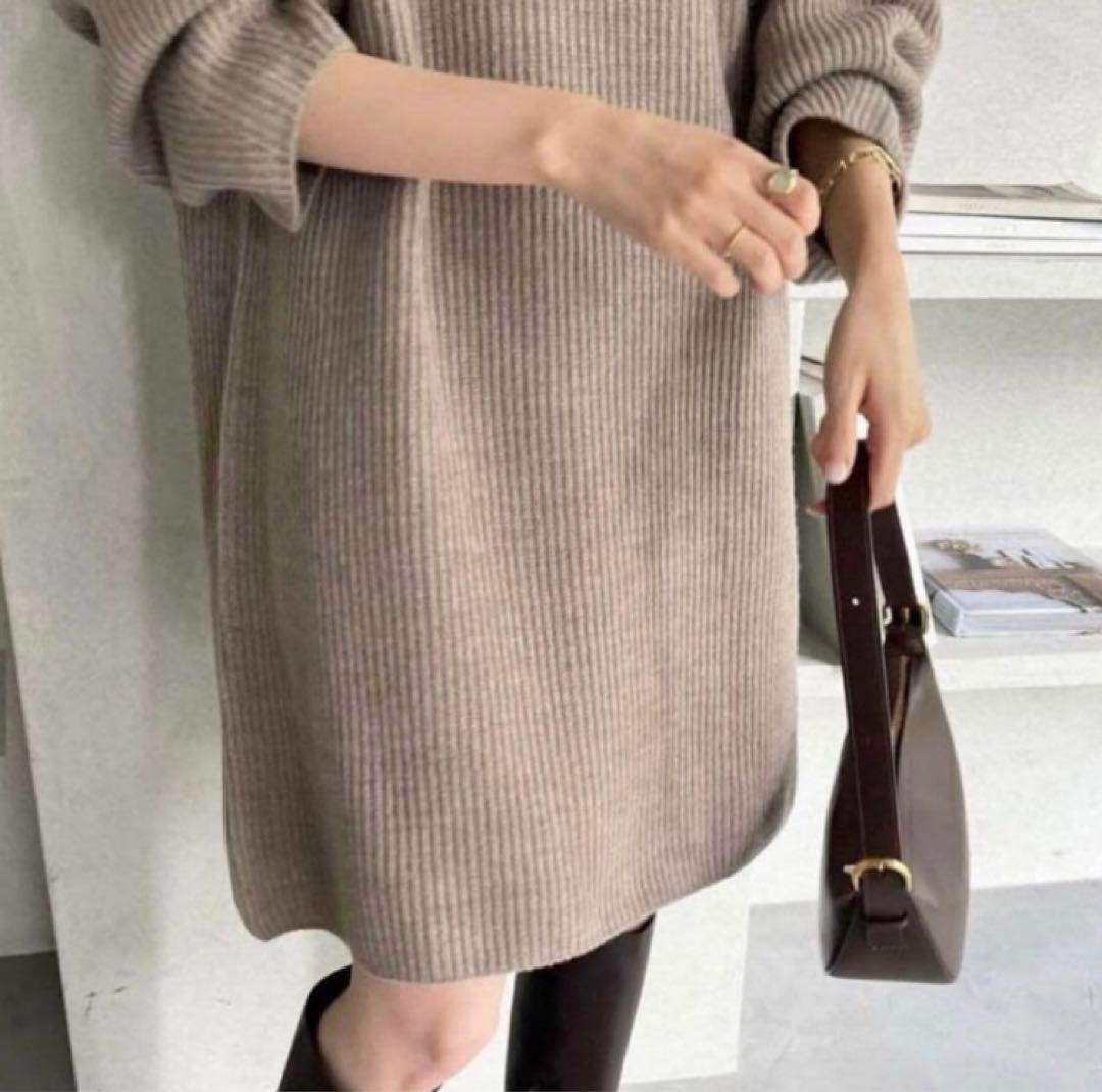 極美品 SLOBE IENA ファインウールニットミニワンピース リブニット