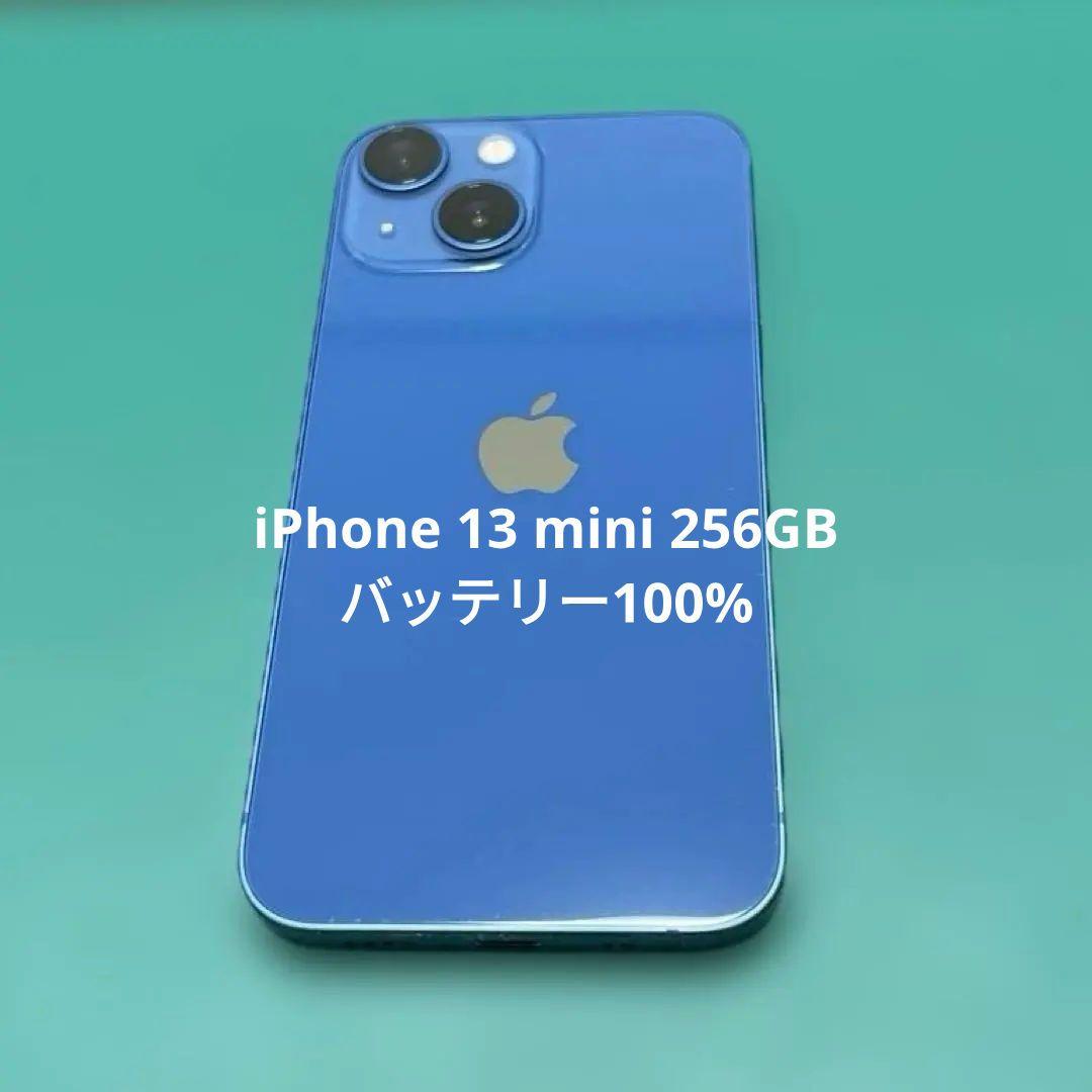【美品】iPhone 13 mini ブルー 256GB バテリ100% 20