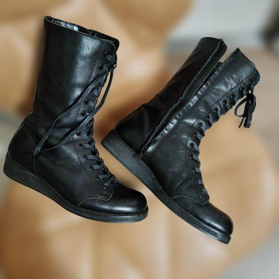 ヨウジヤマモトレザーブーツ　レースアップ24 黒