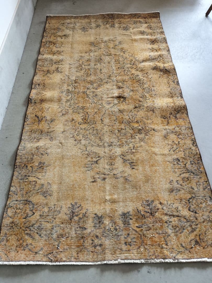 大きめ/シャビーイエローのオーバーダイヴィンテージラグ石田ゆり子さんNo.672