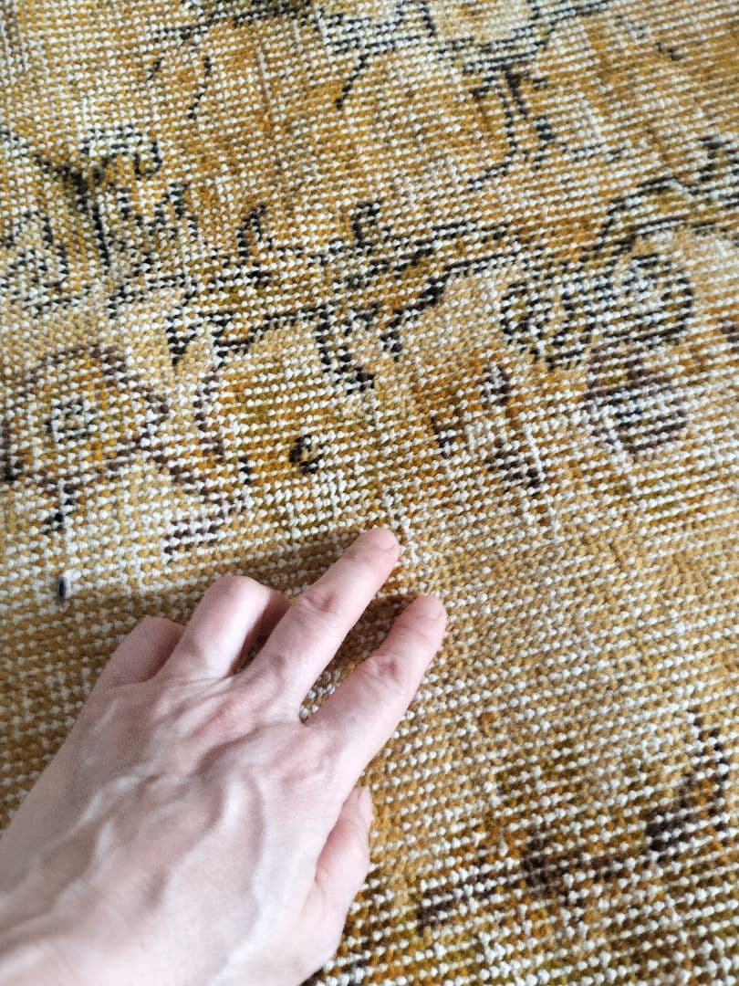 大きめ/シャビーイエローのオーバーダイヴィンテージラグ石田ゆり子さんNo.672