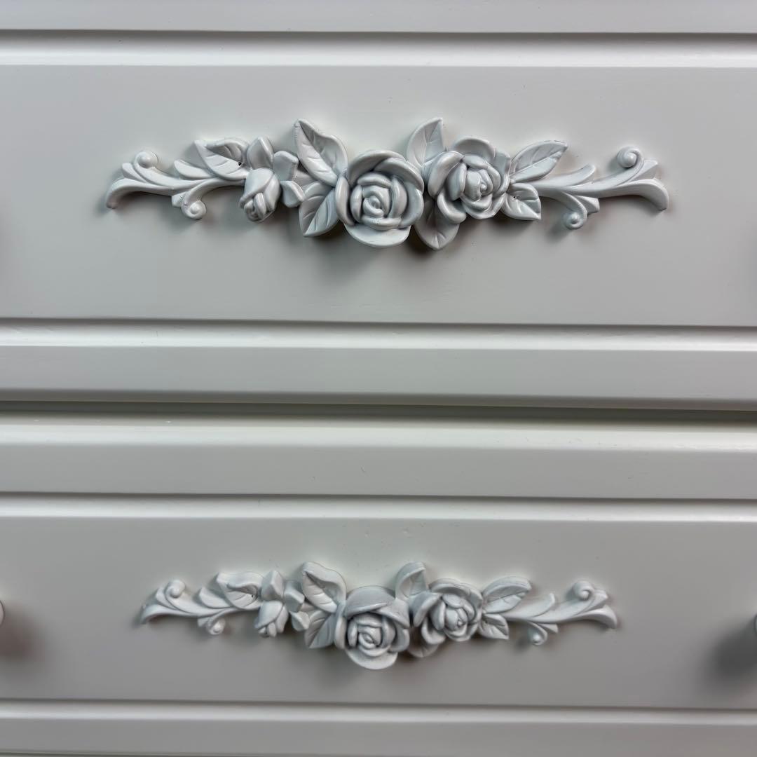 訳あり品！【101】フレンチ調ホワイトチェスト三段四つ引き木製収納家具姫系タンス