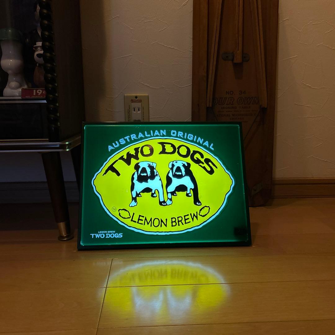 TWO DOGS ヴィンテージ ネオン看板 人感センサー付き 蚤の市 ライト