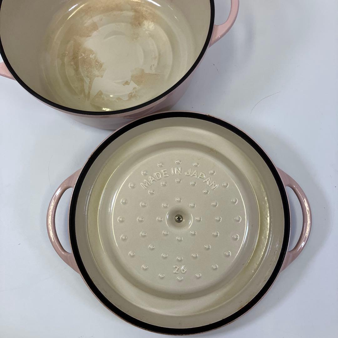 【中古】バーミキュラ オーブンポッド ラウンド 26ｃｍ ピンク