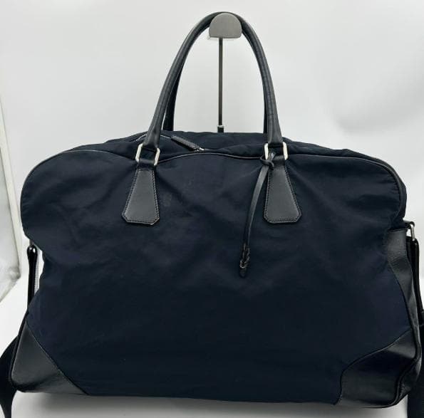 プラダ ボストンバッグ 2way ネイビー PRADA　レザー ナイロン