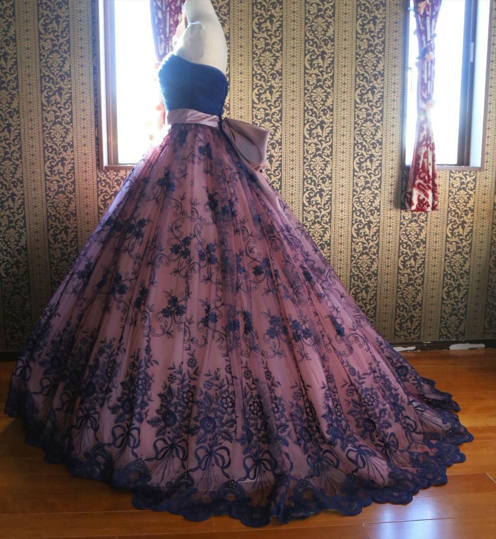 569グレースコンチネンタル高級ウエディングドレス7号9号11号紺カラードレス