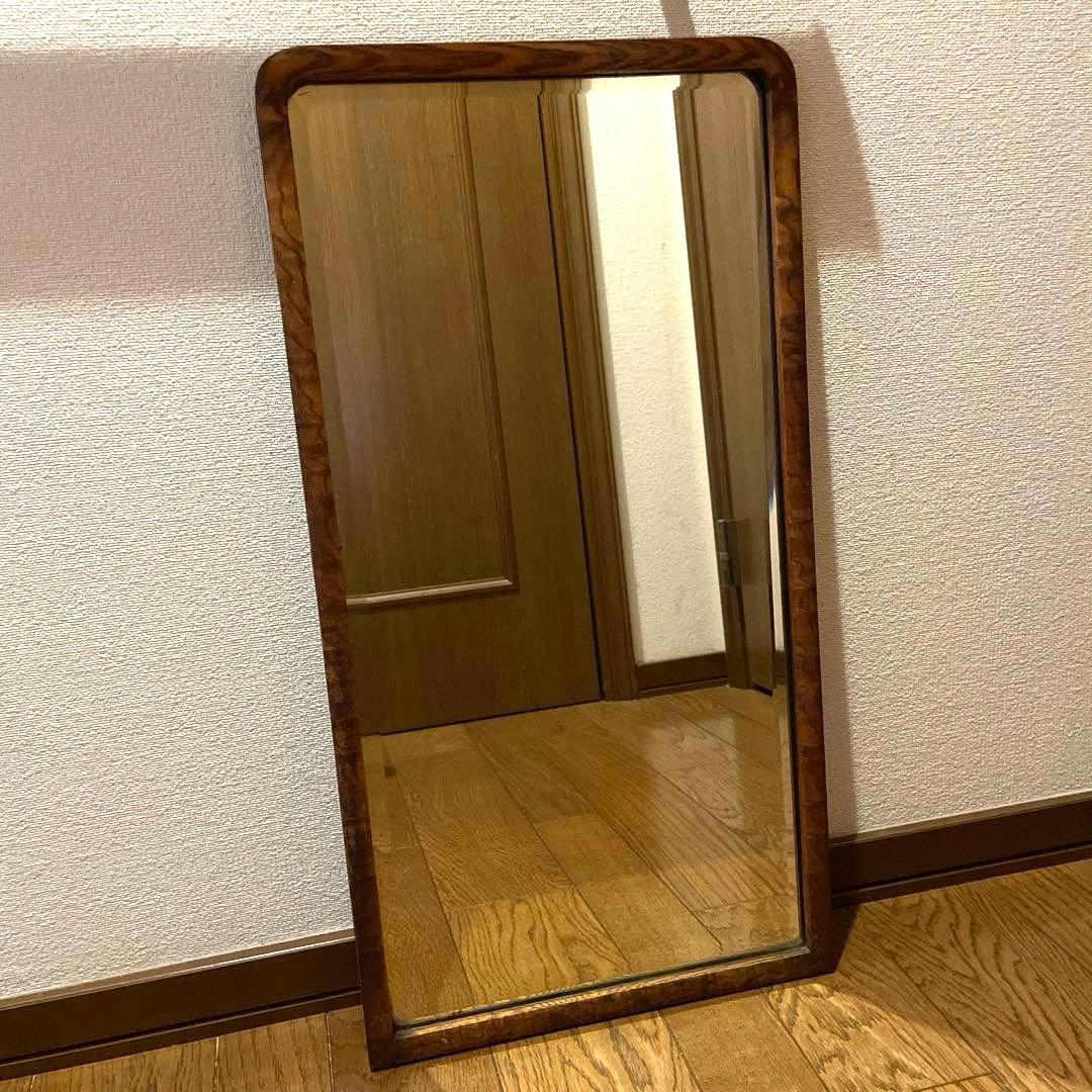 立てかけ鏡　ウォールミラー　木製フレーム　アンティーク　ヴィンテージ　鏡