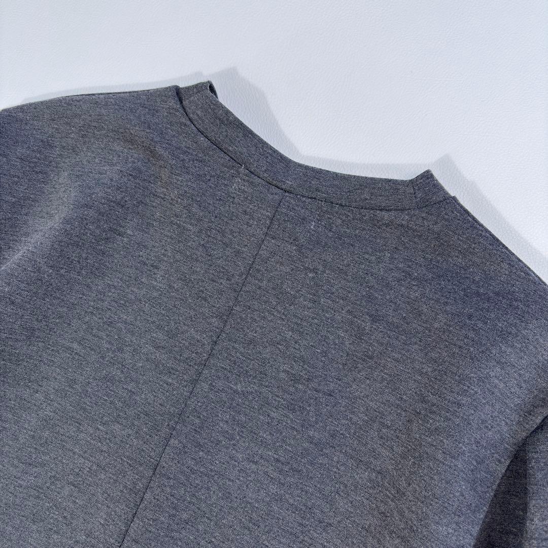 極美 ヘリンドットサイ 異素材切替 ロングワンピース グレー HeRIN.CYE