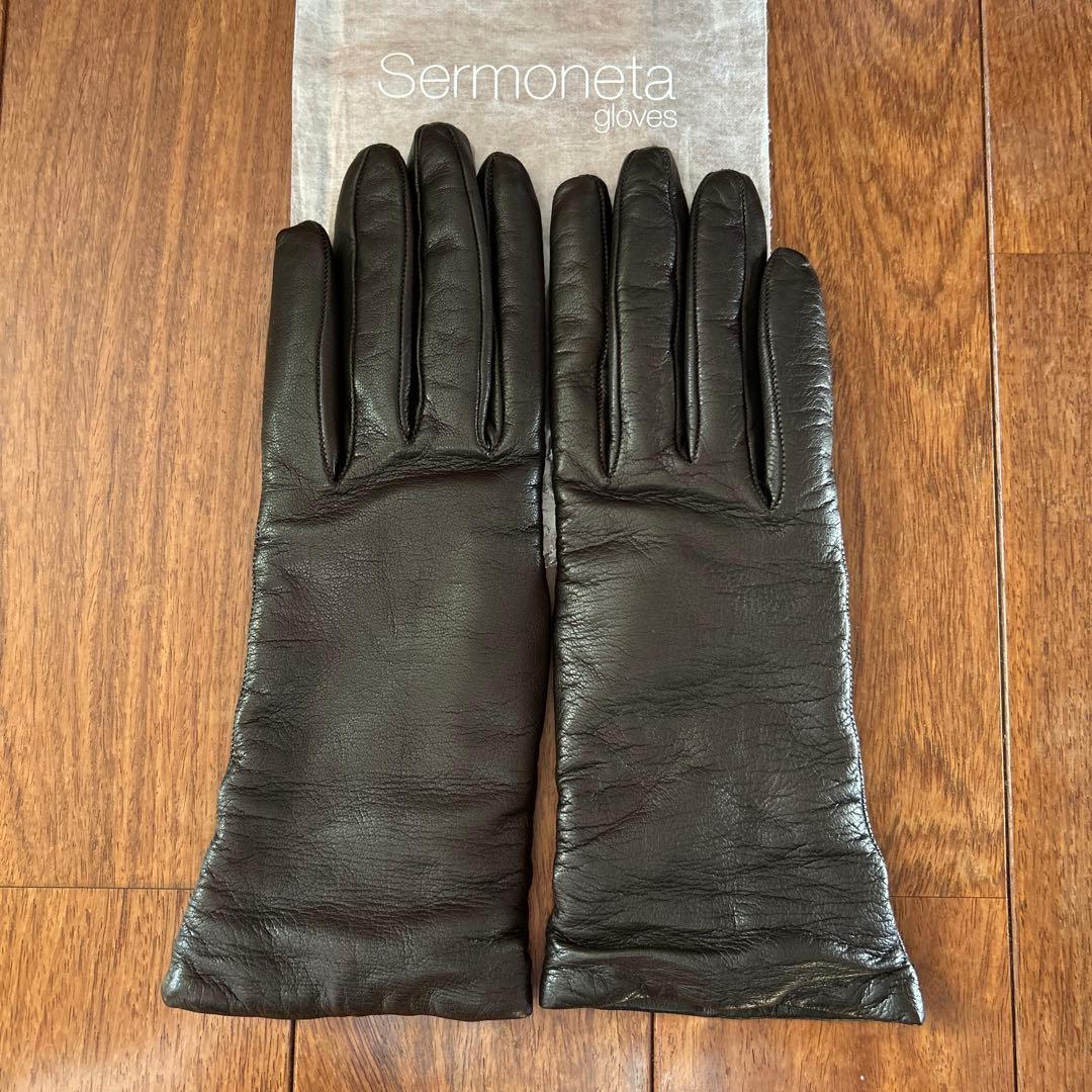 Sermoneta gloves ダークブラウングローブ イタリア製