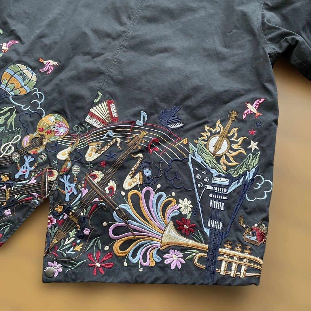 go slow caravan 刺繍入りフード付きモッズコート