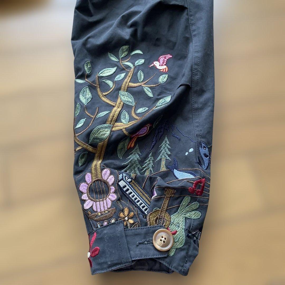 go slow caravan 刺繍入りフード付きモッズコート