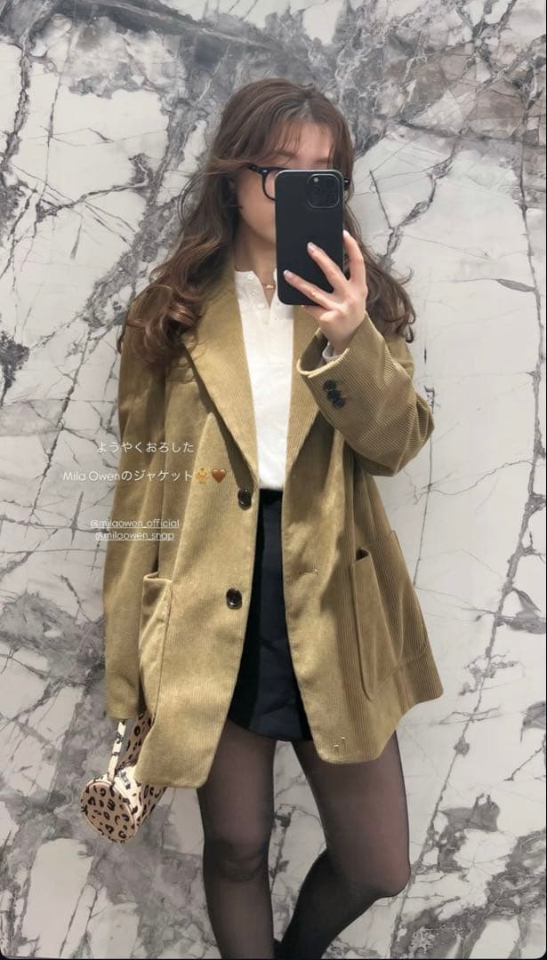 【新品】MilaOwen コーデュロイパッチポケットシングルジャケット オリーブ