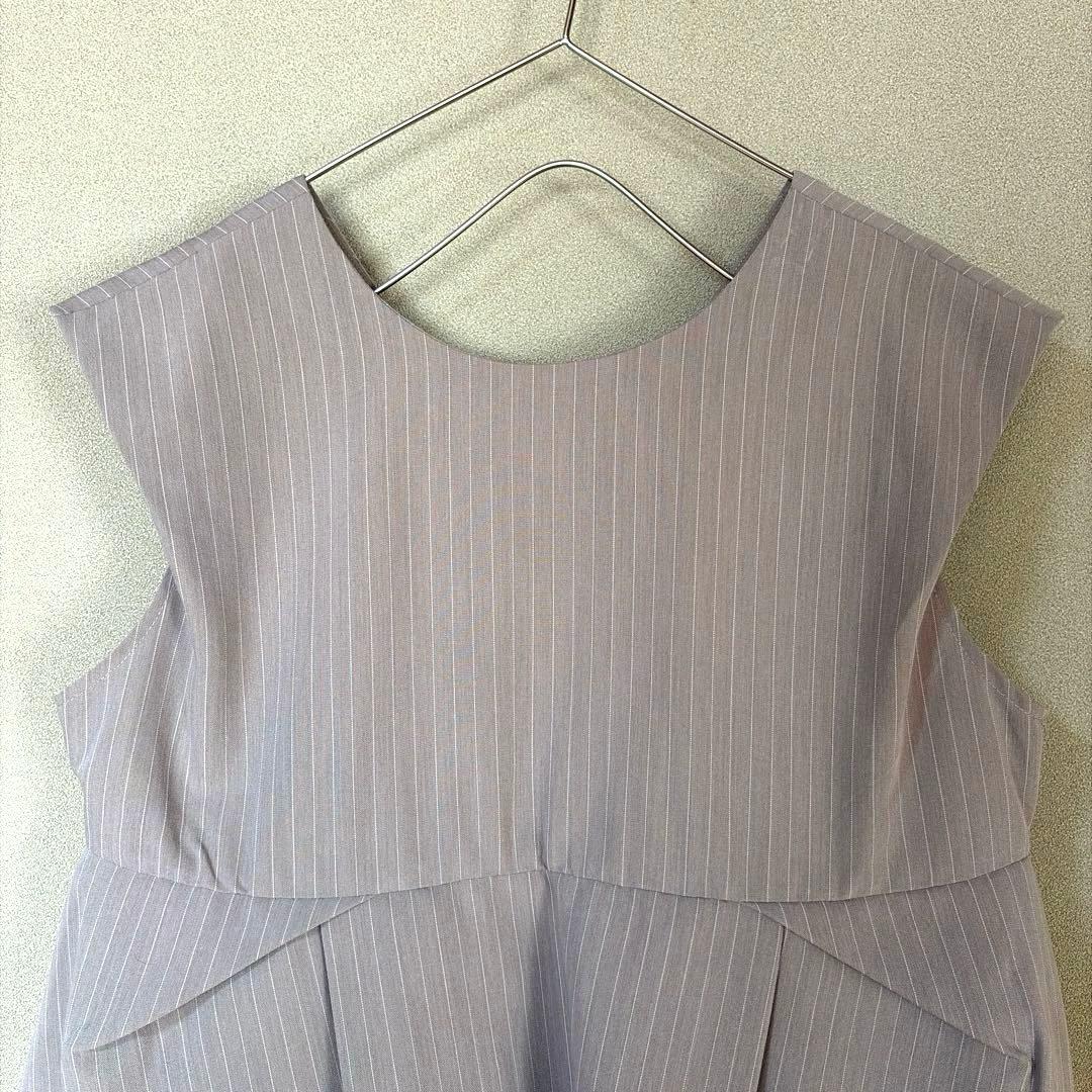 ANDRESD ピンストライプペプラムセットアップドレス ベージュ Mサイズ
