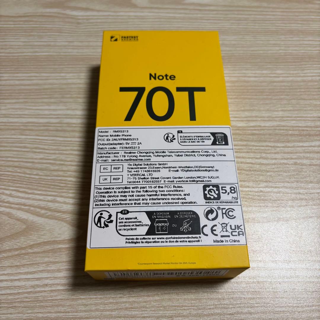 【新品】realme Note 70T 4GB+128GB ゴールド グローバル