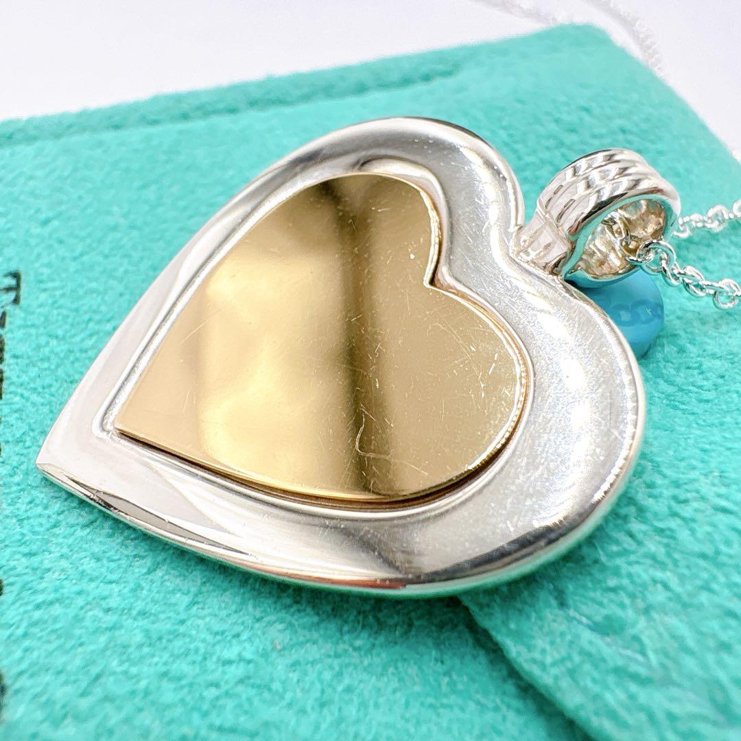 美品 オールドティファニー ハート コンビ チェーン社外品 シルバー k18