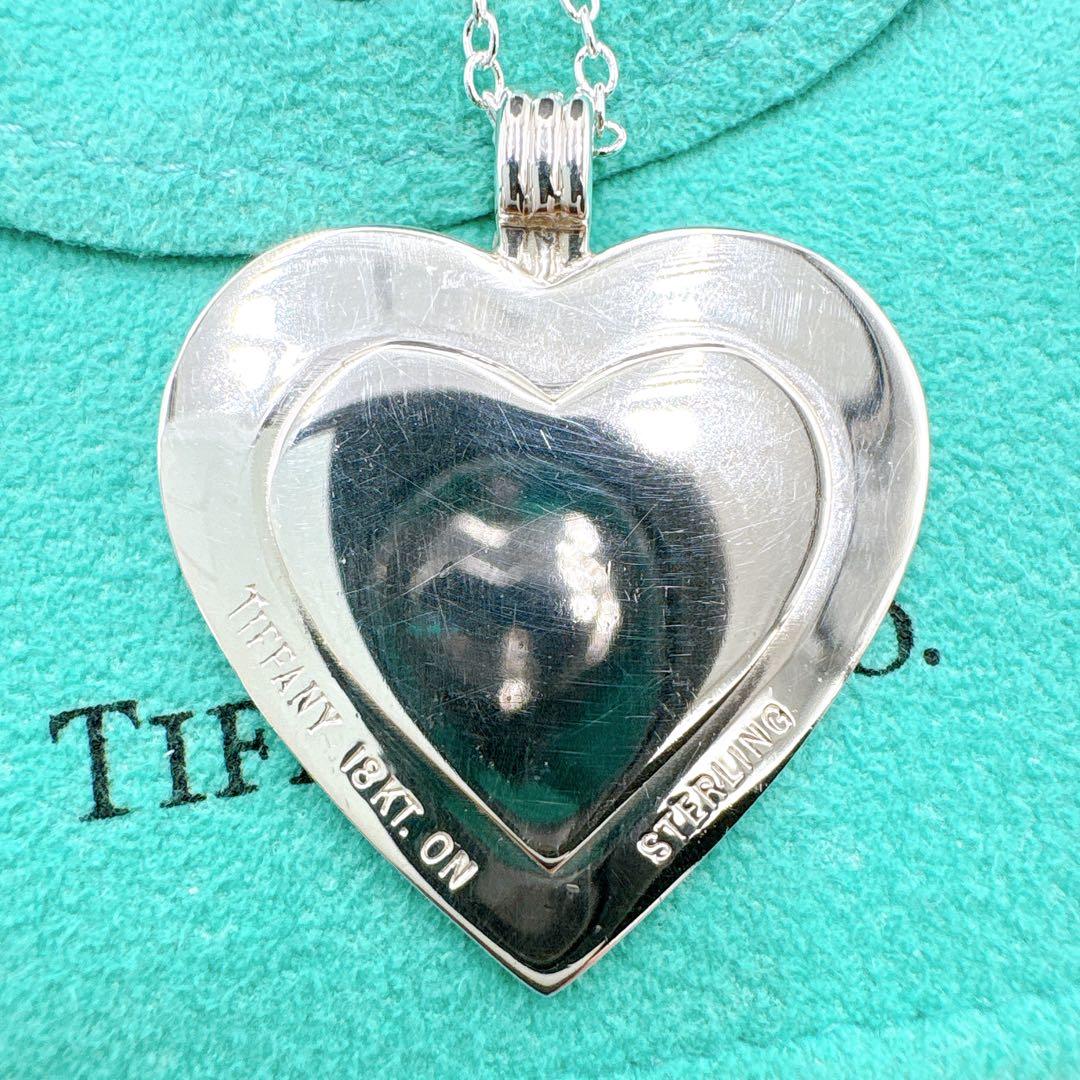 美品 オールドティファニー ハート コンビ チェーン社外品 シルバー k18