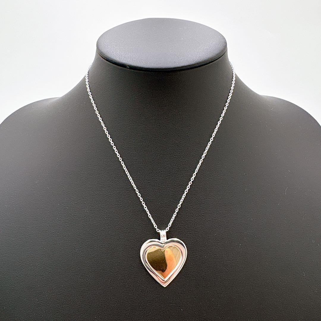 美品 オールドティファニー ハート コンビ チェーン社外品 シルバー k18