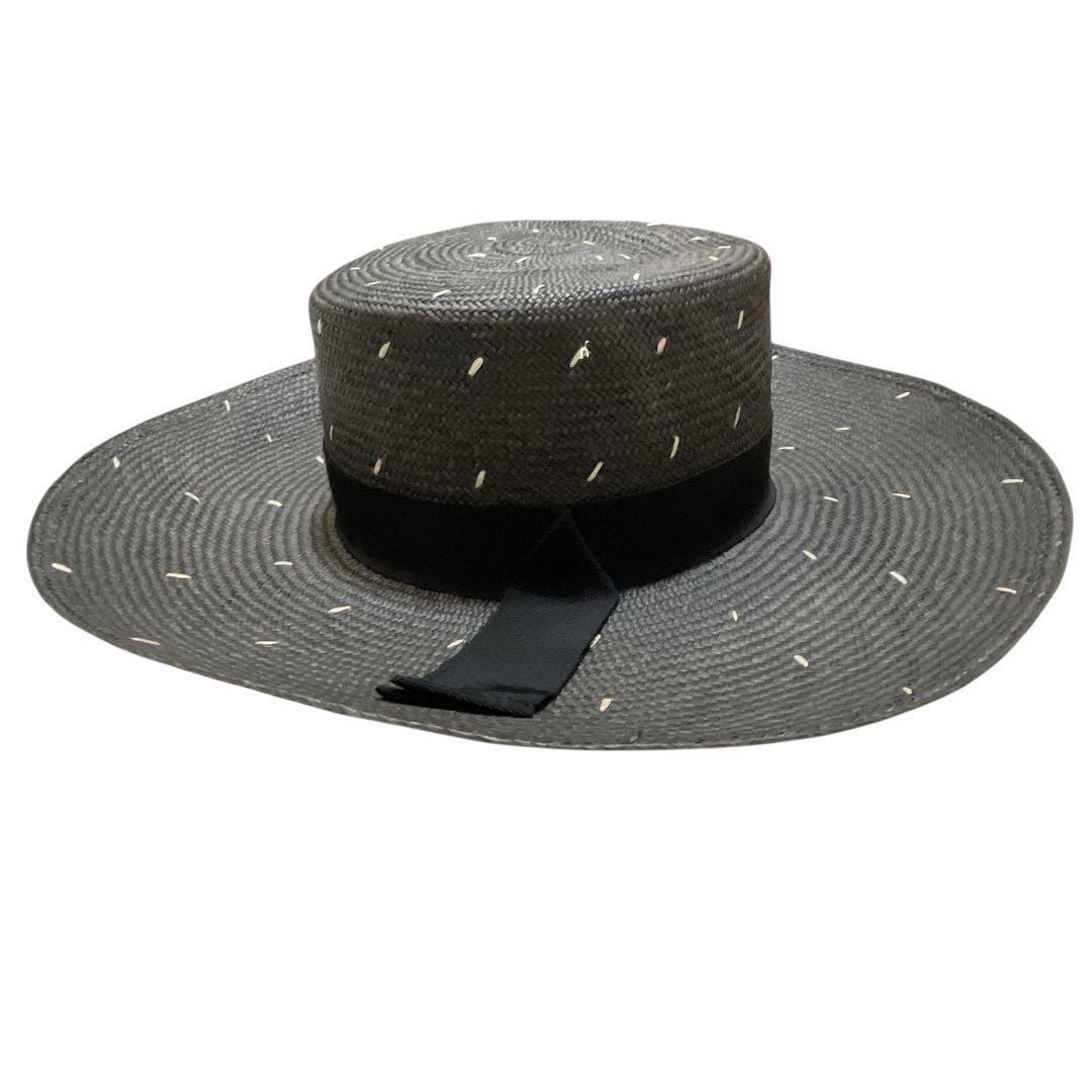 【美品】ヘレンカミンスキー　ラフィアハット　ブラック　カンカン帽