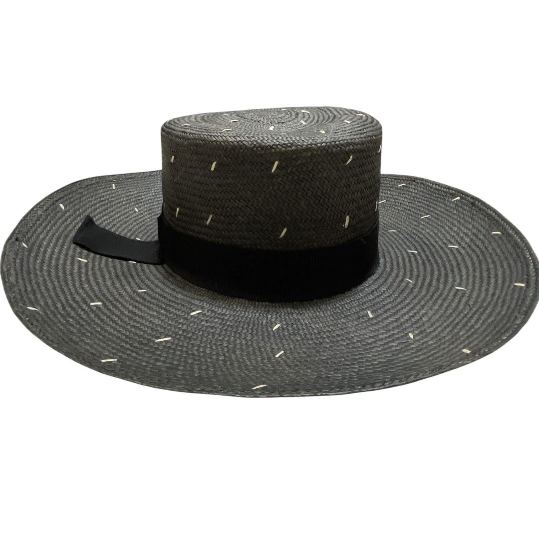 【美品】ヘレンカミンスキー　ラフィアハット　ブラック　カンカン帽