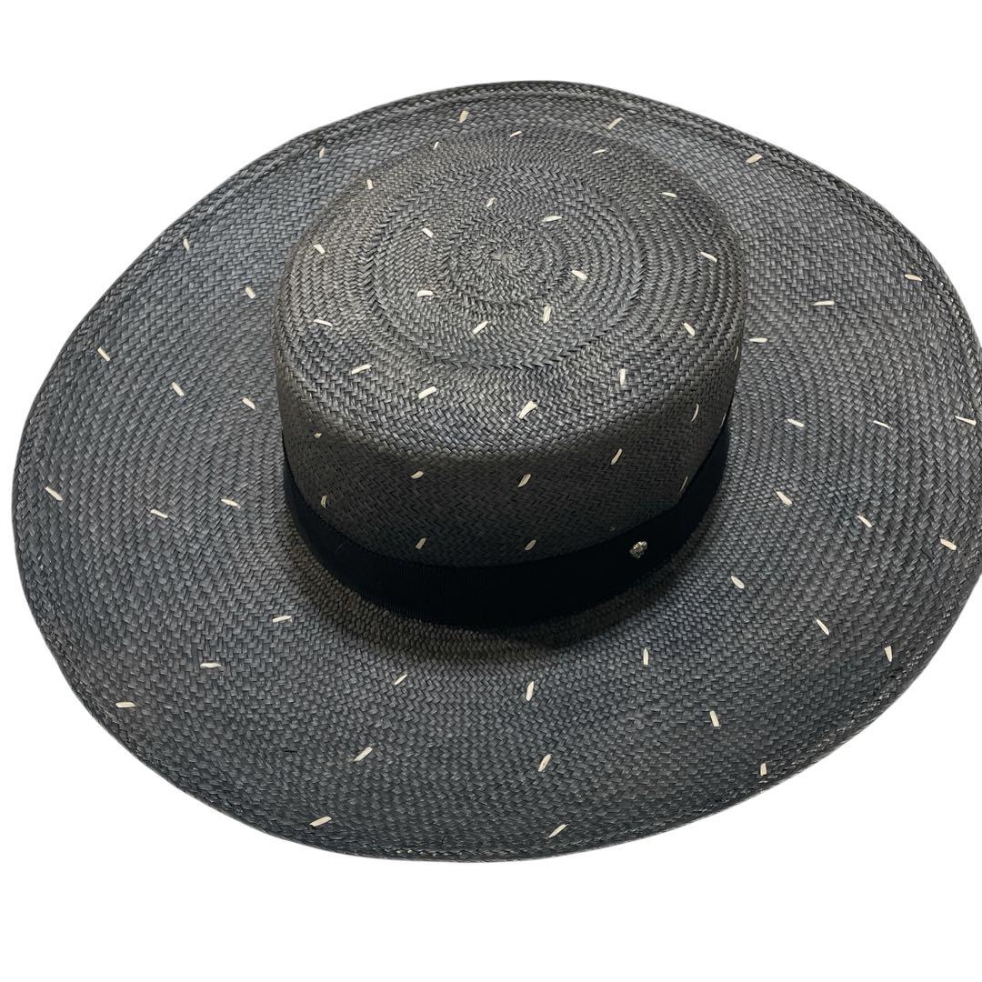 【美品】ヘレンカミンスキー　ラフィアハット　ブラック　カンカン帽