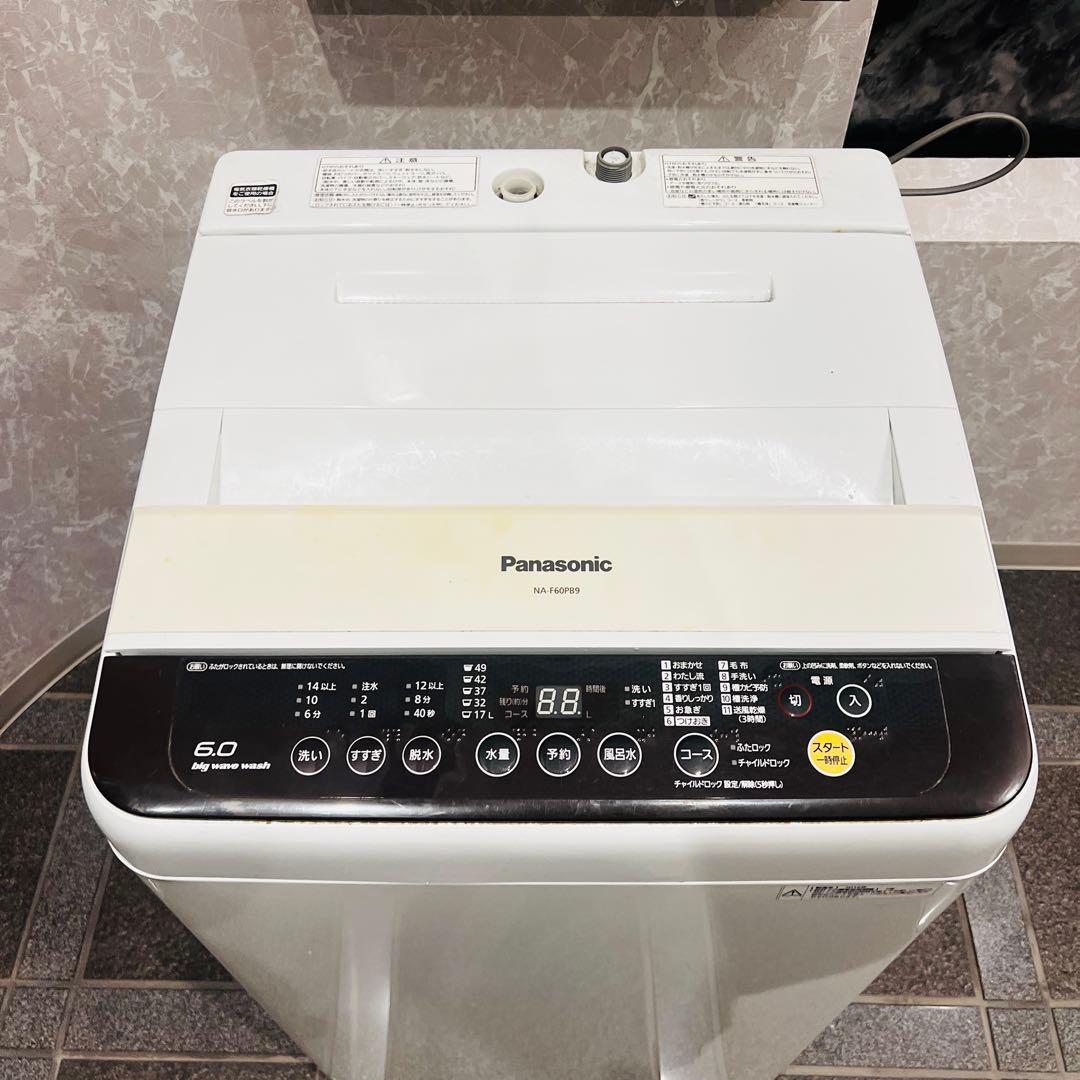 2 大阪無料配送 Panasonic 洗濯機 NA-F60PB9 6.0kg