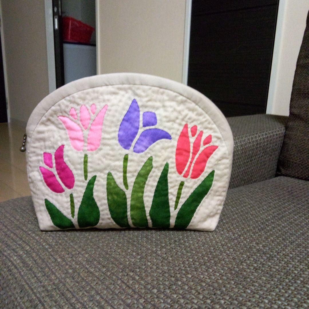 ハワイアンキルトクッションカバーポーチ