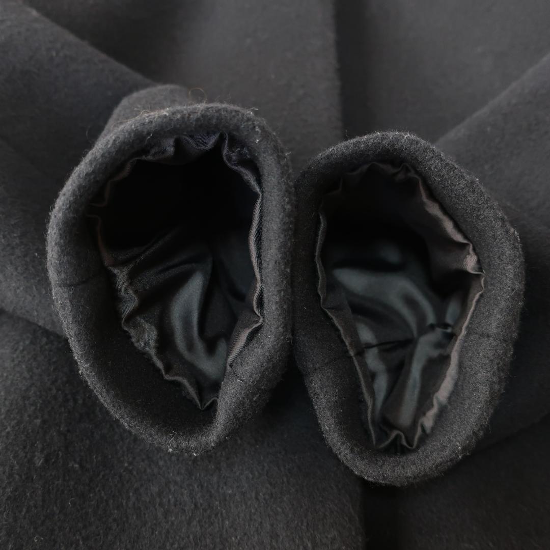 アンタイトル ウール ノーカラーショートコート シンプル 大きいサイズ 黒 42