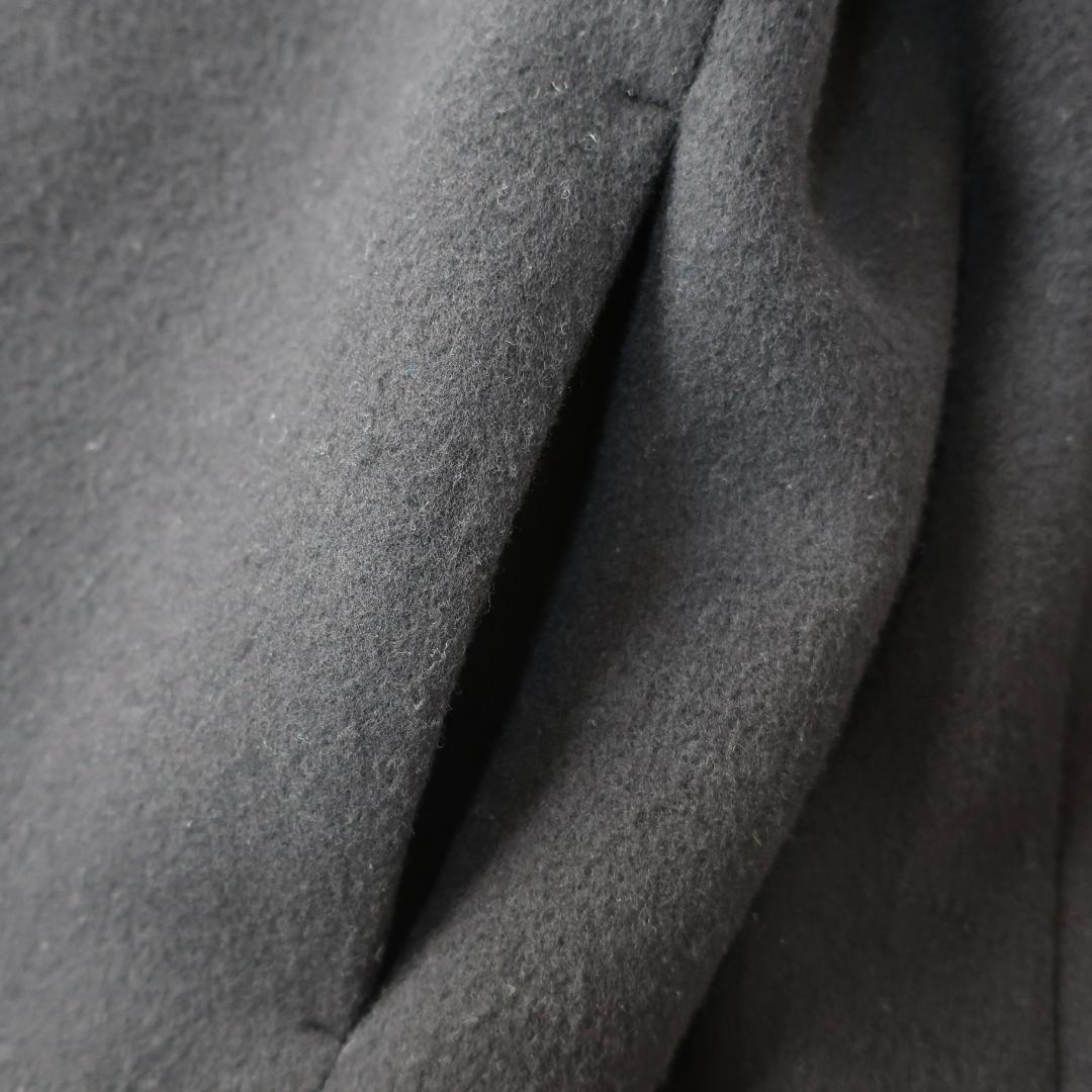 アンタイトル ウール ノーカラーショートコート シンプル 大きいサイズ 黒 42