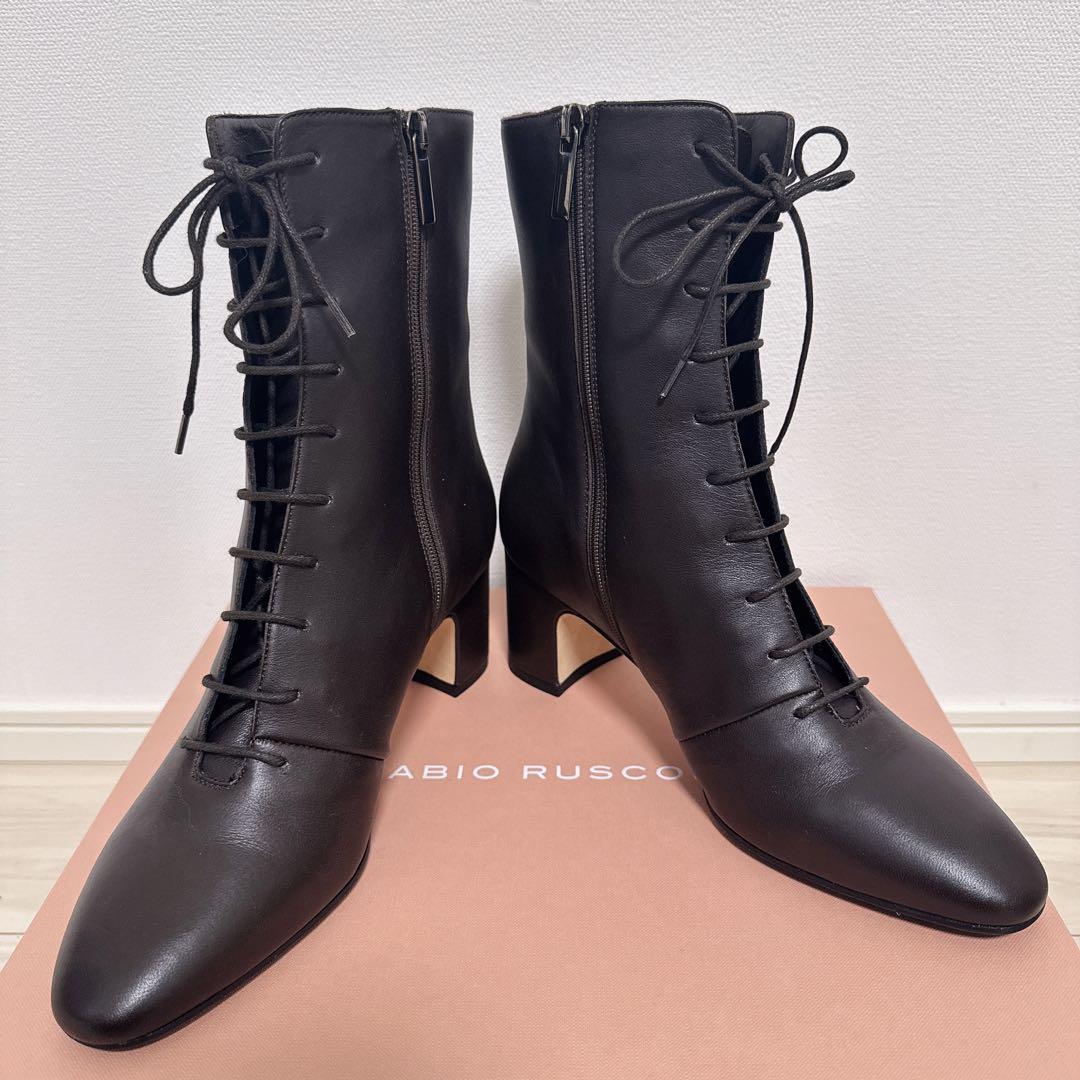 【未使用・美品】ファビオルスコーニ レースアップショートブーツ 37