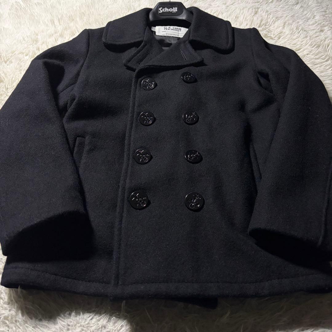 極美品■schott ピーコート　753US ネイビー USA製