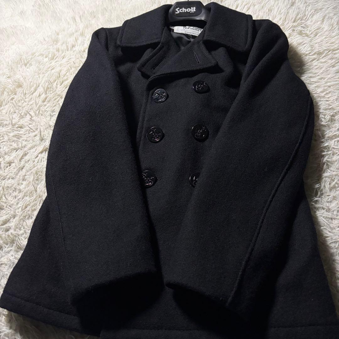 極美品■schott ピーコート　753US ネイビー USA製