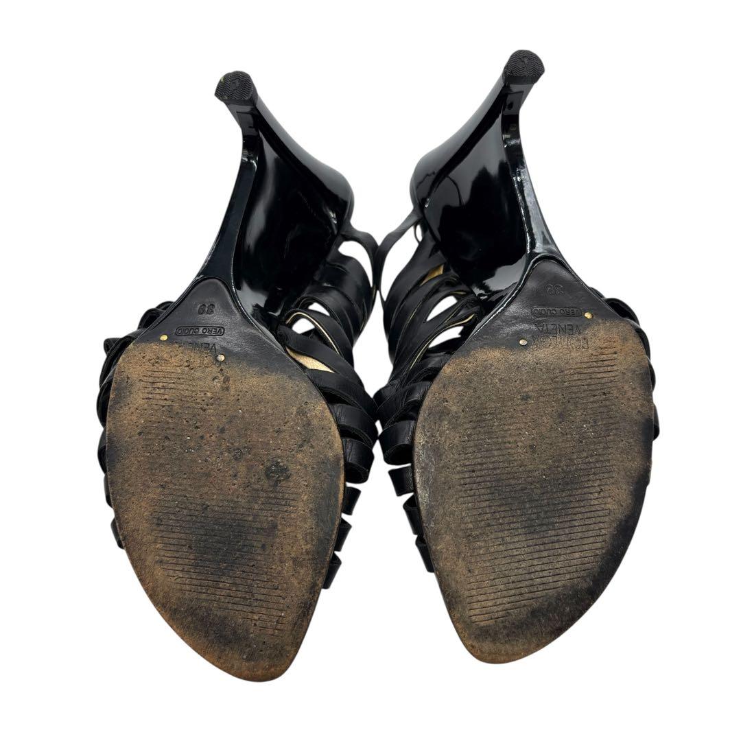 ボッテガヴェネタ イントレチャート サンダル ミュール 39 黒 レザー