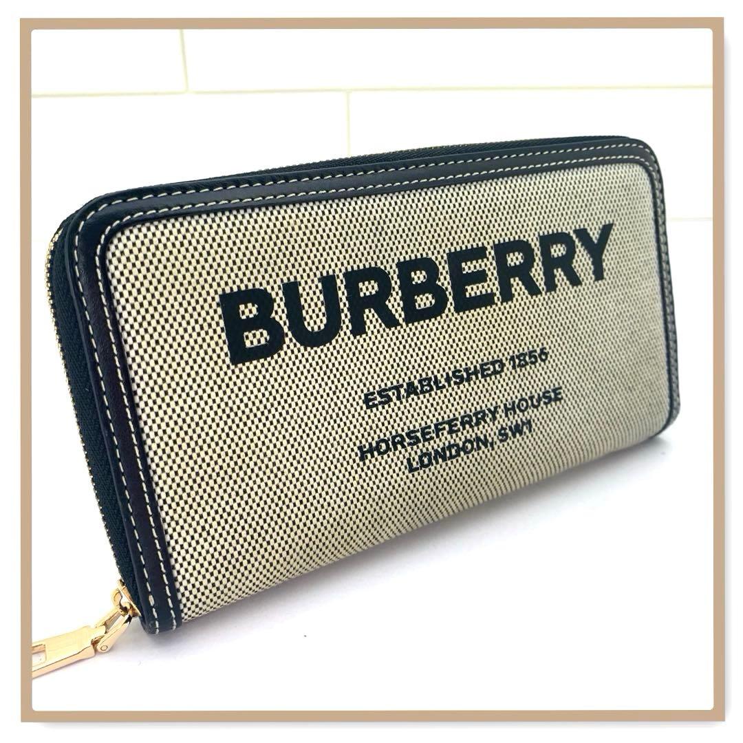 BURBERRY バーバリー ホースフェリープリント ラウンドジップ長財布