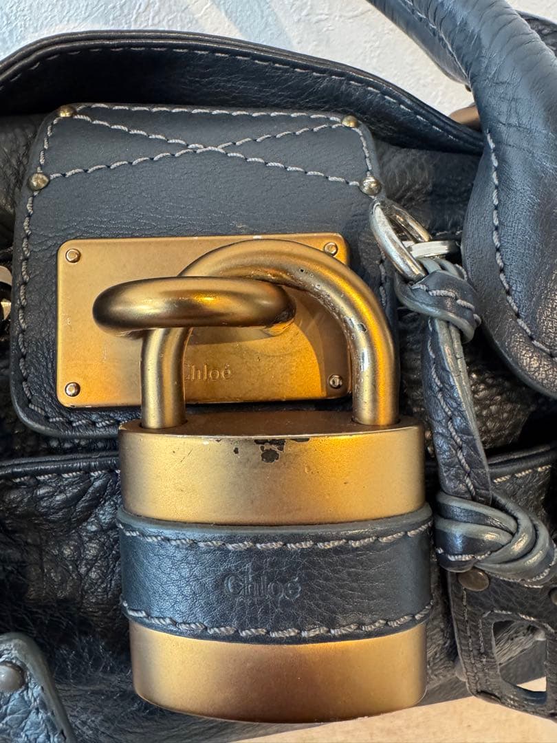 クロエ パディントン ハンドバッグ レザー　ダークグレー