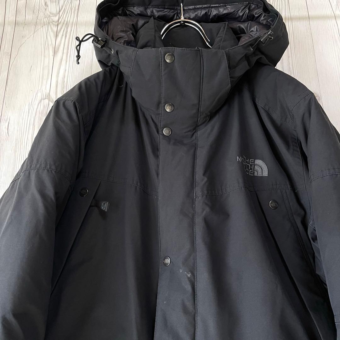 ノースフェイス　ブラックダウンジャケット　XL フード取外し可　ポケット多数