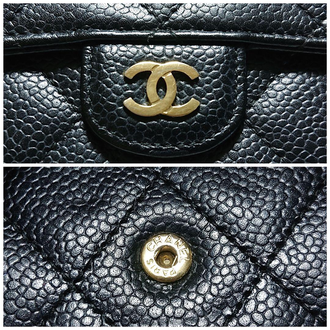 【美品】CHANEL キャビアスキン マトラッセ タイムレスクラシック 長財布