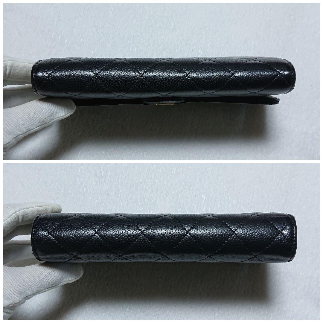 【美品】CHANEL キャビアスキン マトラッセ タイムレスクラシック 長財布