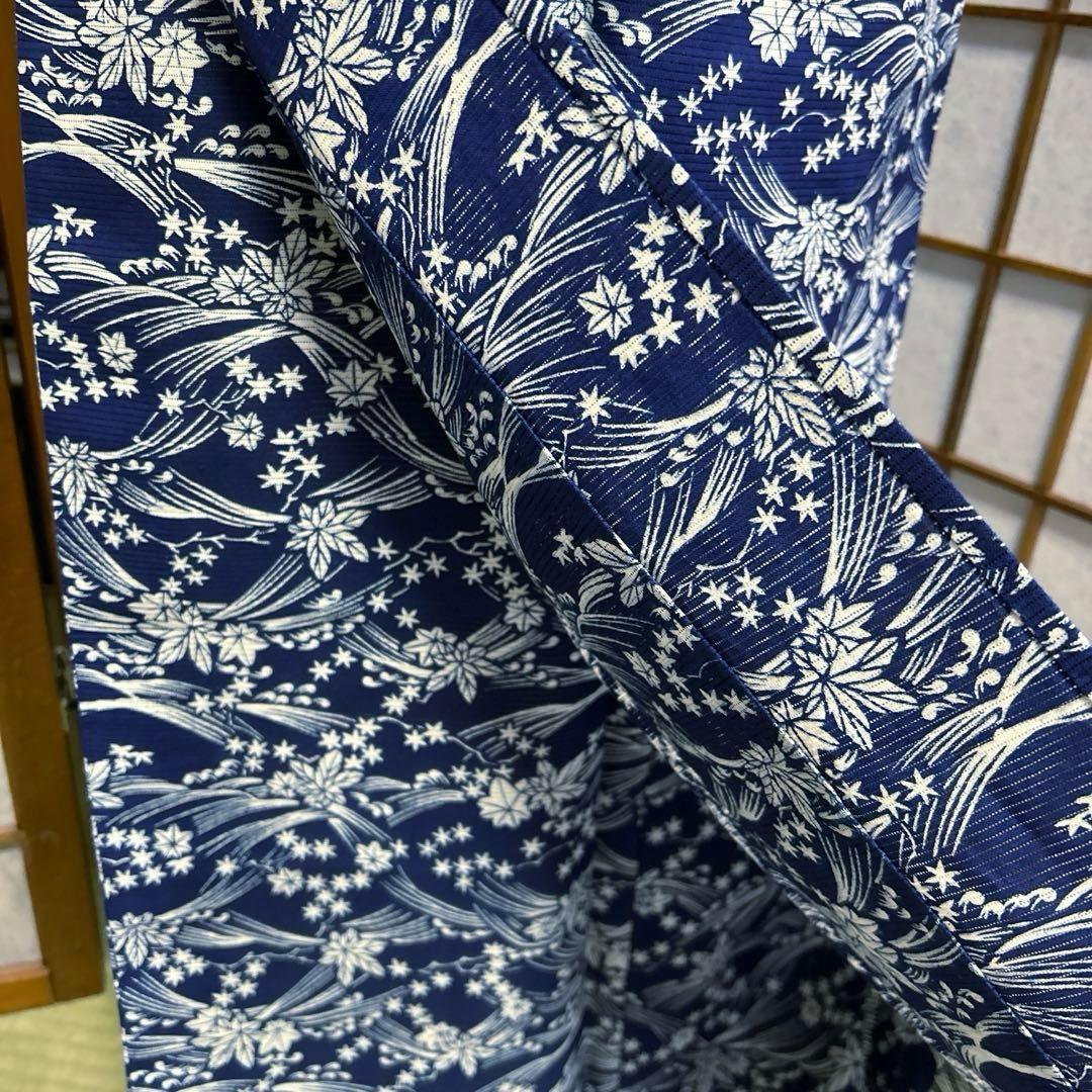 綿絽の浴衣　《藍　波　葉》