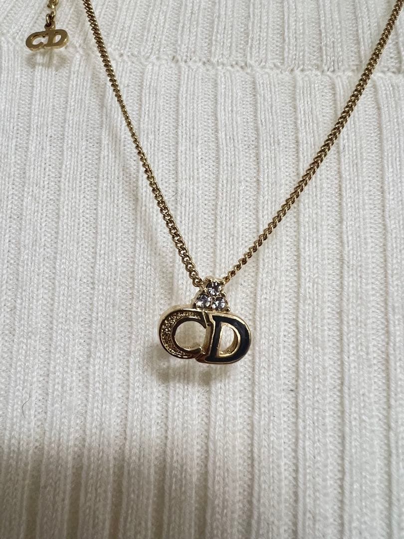 ディオール CDロゴ ネックレス ブラック×ゴールド 未使用に近い 正規品