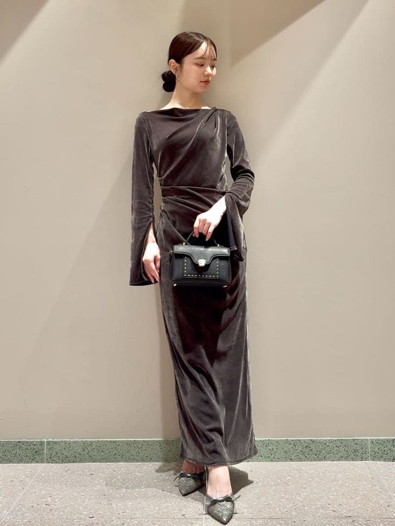 今期snidel フロッキーベロアドレープドレス　オケージョン　結婚式　同窓会